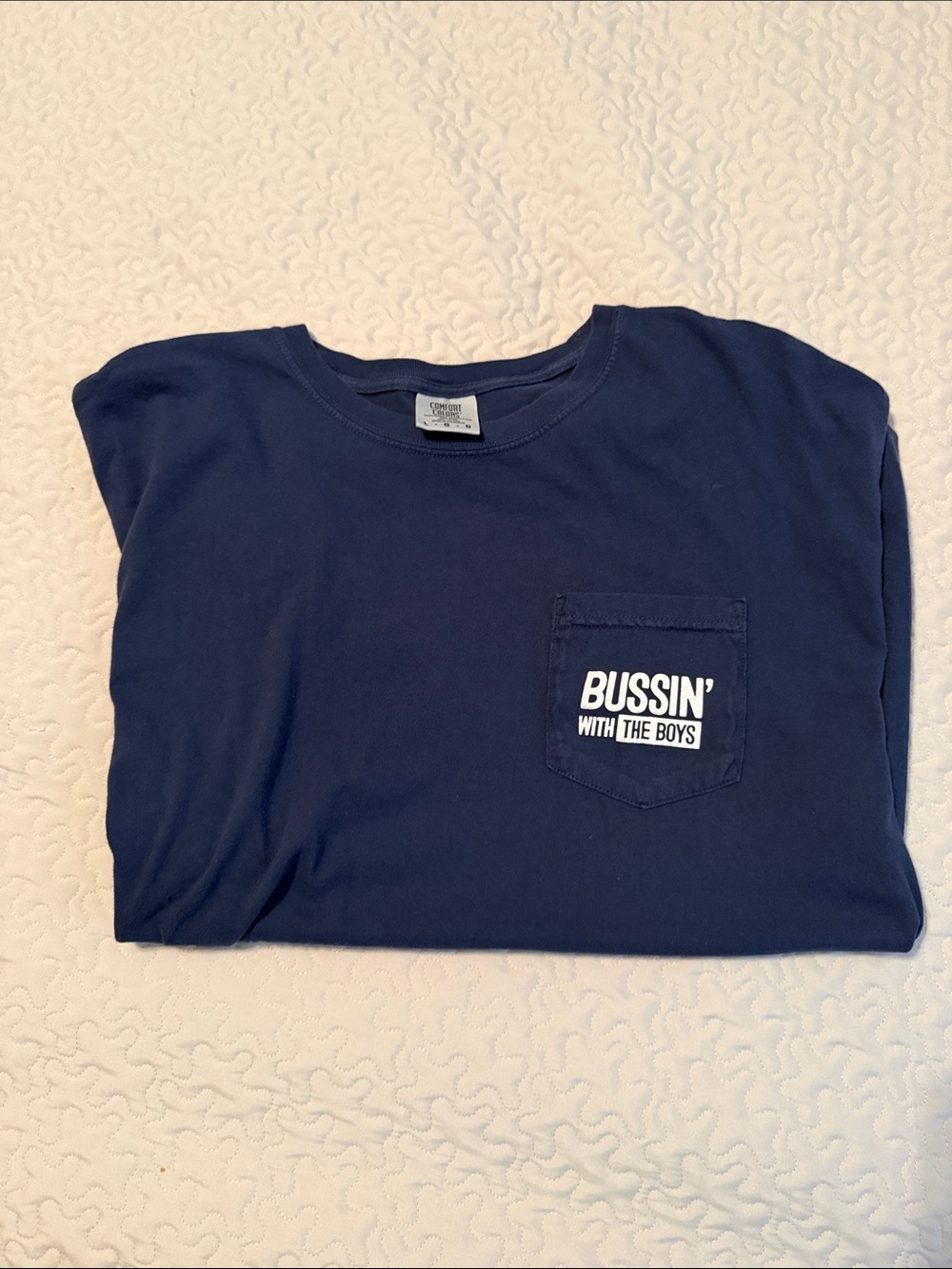 Bussin' With The Boys Navy Pocket Tee - Men's Short Sleeve Shirt